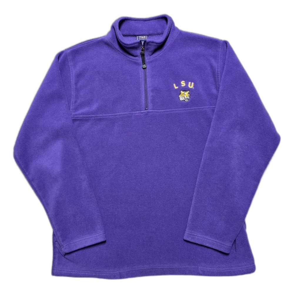 90s VTG LSU Tigers 1/4 Zip Fleece Pullover Sweatshirt Purple Sz XL Team Apparel
